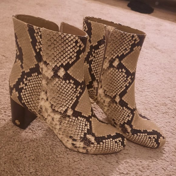 Tory Burch  Roccia Snakeskin Leather Ankle Boots - Picture 1 of 6